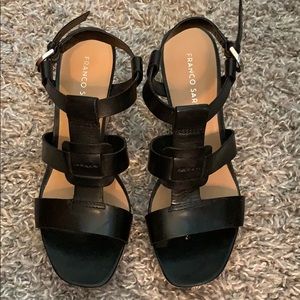 Black wedge sandals